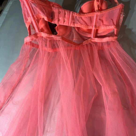 Victoria Secret Whimsigoth Bra Slip Fairy Dress 34C orange peach sheer Nightie - Picture 6 of 11